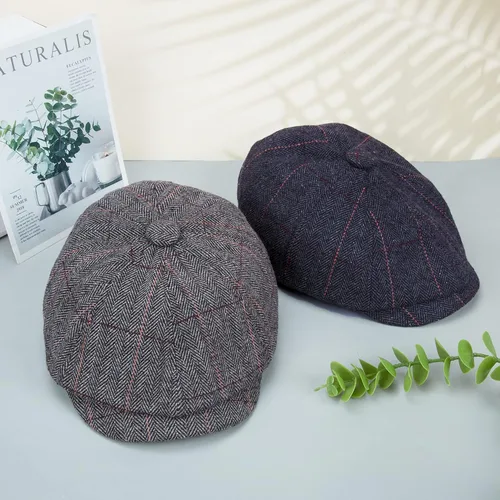 Vista 4 de 2 Pack Newsboy Hats for Men Classic 8 Panel Wool Blend Ivy Hat