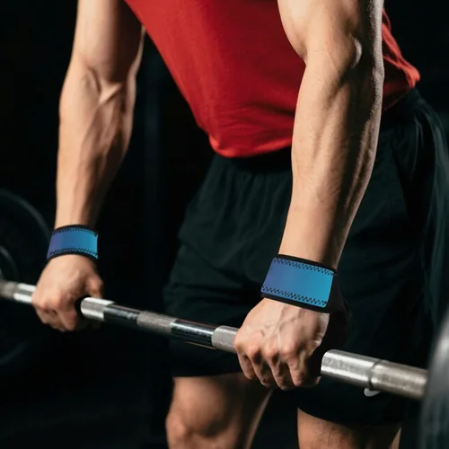 Vista 7 de Blue Gradient Weight Lifting Straps 26" Power Workouts Heavy Duty Wrist Workout Straps for Weightlifting, Bodybuilding, Powerlifting & Deadlift