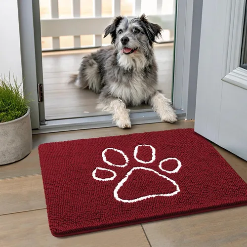 Vista 186 de Smiry Tapete para puerta de perro para patas fangosas, absorbente y Gris y negro