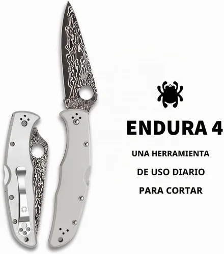 Vista 2 de Spyderco Endura4 FRN Cuchillo ligero de bordes llanos para terreno plano, Plateado