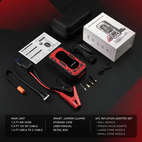 Vista 7 de 1000A pico 12V batería de coche arrancador portátil con compresor de aire