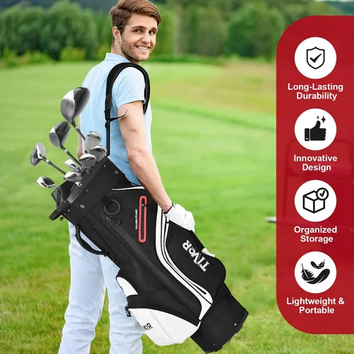 Vista 6 de TIVOR 2026 T-Lock Golf Cart Bag-14-Way Full-Length Dividers,9 Pockets, Easy-Access Handle & Ergonomic Straps Perfect for Cart & Walking, Includes