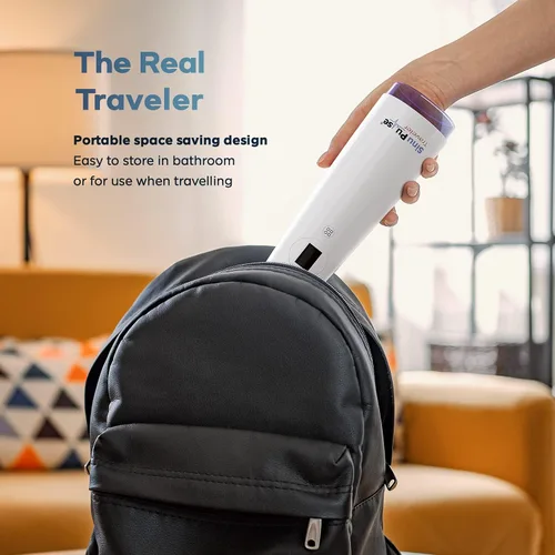 Vista 5 de SinuPulse Traveler con 30 paquetes Sinuair – Sistema de enjuague nasal pulsante inalámbrico de riego nasal, limpiador de ahorro de espacio y máquina
