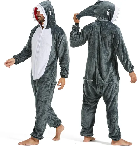 Vista 2 de Pijama de animal para adultos, disfraces de Halloween para mujeres, hombres, parejas, pijamas de Halloween, cosplay, mameluco de animales
