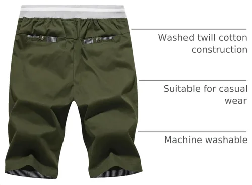 Vista 61 de JustSun Pantalones cortos para hombre, estilo casual, de algodón, con cintura elástica y bolsillos Negro