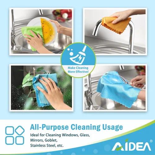 Vista 7 de AIDEA Paños de limpieza de microfibra, 8 Paños de limpieza multiusos, paño de limpieza de microfibra para pulido, paño de limpieza de ventanas