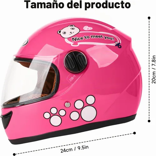 Vista 6 de Casco de motocicleta para niños con diseño de panda y guantes de carreras, certificación DOT
