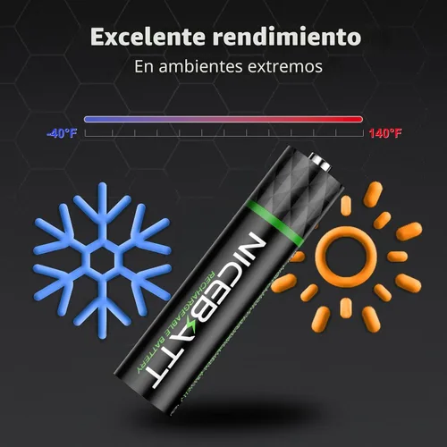 Vista 4 de NICEBATT Baterías AAA recargables de 1100 mAh, batería Premium NiMH Triple A de baja autodescarga, 16