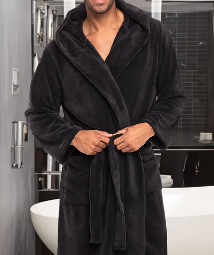 Vista 5 de Alexander Del Rossa - Bata de baño de forro vellón, con capucha, para hombre, colores lisos