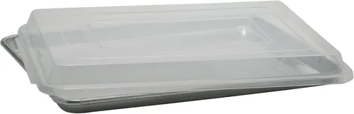 Vista 2 de Winco Cubiertas para bandeja de aluminio, 13 x 18 pulgadas, transparente, mediana