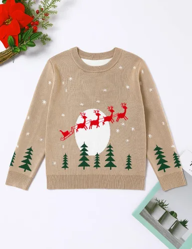 Vista 3 de Menglang Traje de Navidad para bebés y niñas suéter de ciervo de Navidad ropa de invierno
