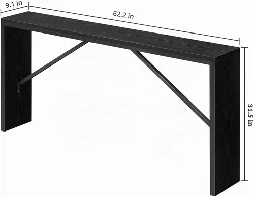 Vista 3 de MAHANCRIS Mesa consola, mesa de sofá de 62.2 pulgadas de largo detrás del sofá, mesa de entrada estrecha, mesa de comedor de granja con marco