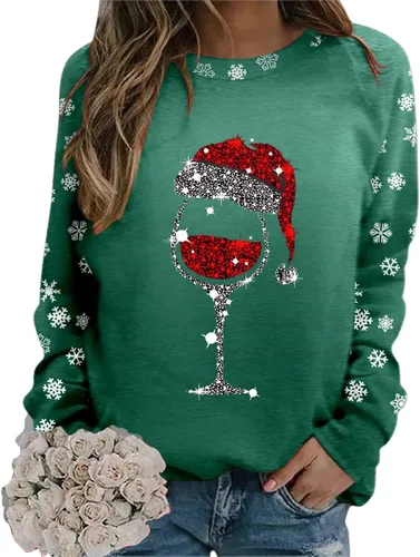 Vista 4 de SNKSDGM Sudadera de manga larga raglán con estampado de árbol de Navidad de leopardo para mujer, cuello redondo, raglán, sin botones