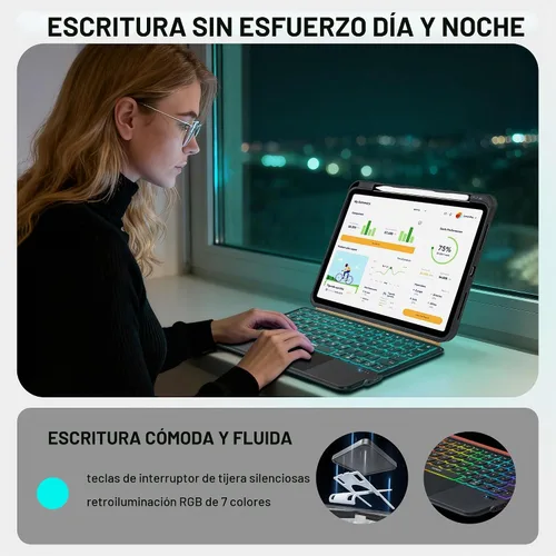 Vista 5 de WIWU - Funda con teclado para iPad Pro de 11 pulgadas, M5/M4 2025/2024 con soporte giratorio de 360°, color negro