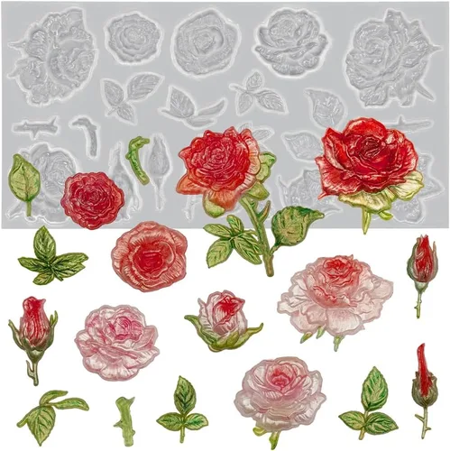 Vista 12 de Molde de silicona de flores para arcilla seca al aire yeso Fondant Cake Deco 11-Cavity