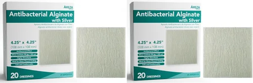 Vista 10 de Areza Silver - Almohadillas antibacterianas de alginato de calcio para heridas, estériles, antiadherentes, altamente absorbentes; para drenaje