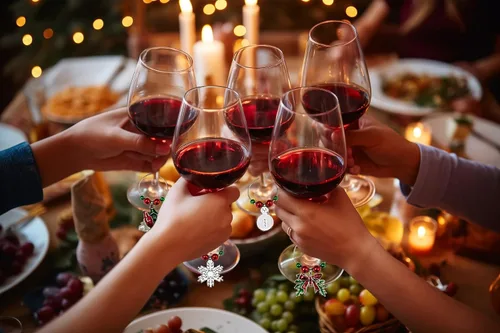 Vista 6 de Barra de abalorios de copa de vino de Navidad y marcadores de copa de vino