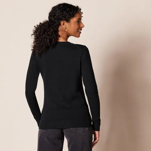 Vista 3 de Suéter Tienda Essentials para mujer, 100% algodón, de manga larga, con cuello en V