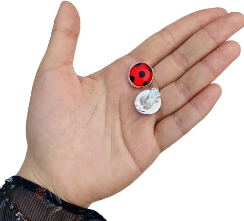 Vista 5 de Pendientes para niñas con puntos negros y plata roja para niña, Plata Metal Plata, Mater