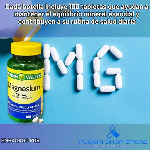 Vista 2 de Magnesio 250 mg- Comprimidos de salud muscular ósea 100 Ct (paquete de 1)