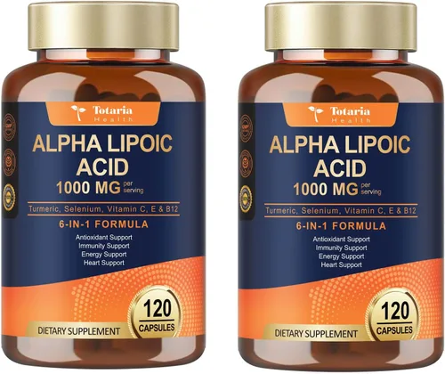 Vista 12 de Totaria Ácido alfa lipoico de 1000 mg – Suplemento de ALA antioxidante para neuropatía, apoyo a la salud nerviosa, desintoxicación hepática