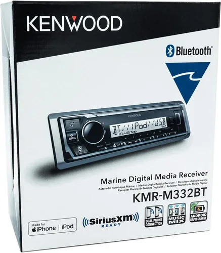 Vista 4 de Kenwood KMR-M332BT Estéreo para Auto y Marina - Single Din, Audio Bluetooth, USB MP3, Entrada Aux, Radio AM FM SiriusXM Ready, Resistente a