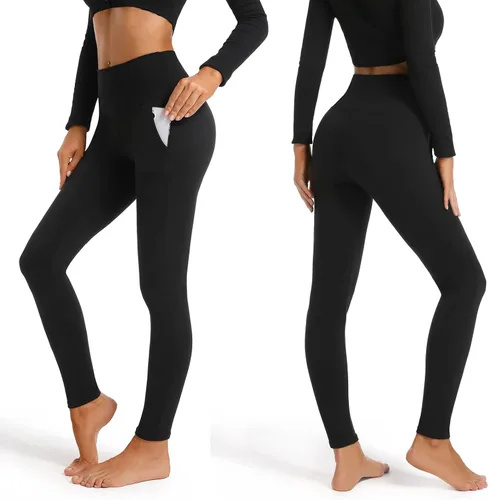 Vista 2 de GROTEEN Paquete de 3 leggings de cintura alta para mujer control de abdomen entrenamiento correr senderismo uso diario leggings negros pantalones