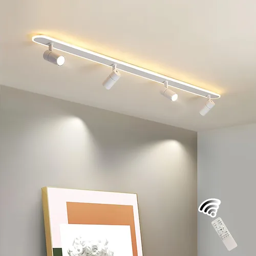 Vista 11 de Jaycomey Lámpara LED de 4 luces con control remoto, focos de luz de techo regulables de 41 W, ajustable de 3000 K-6500 K, moderna lámpara de techo