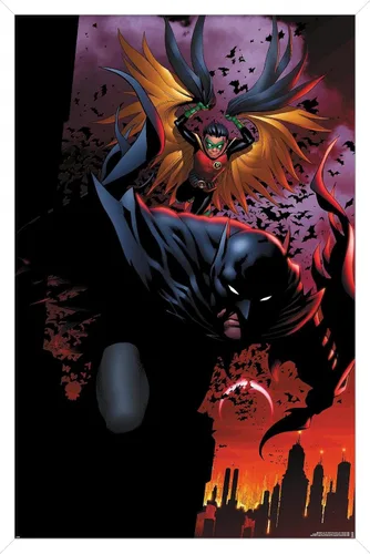 Vista 14 de Trends International DC Comics Batman - Póster de pared de ataque de Batman y Robin, 22.4 pulgadas de largo x 14.7 pulgadas, versión enmarcada