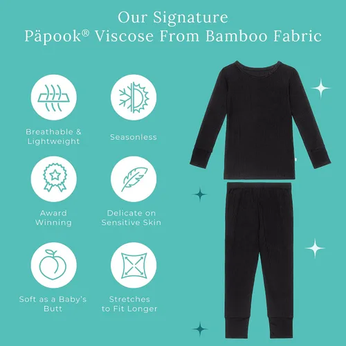 Vista 53 de Posh Peanut Pijamas para niñas, suaves, de viscosa de bambú para niños, pijamas a juego de manga larga para niñas