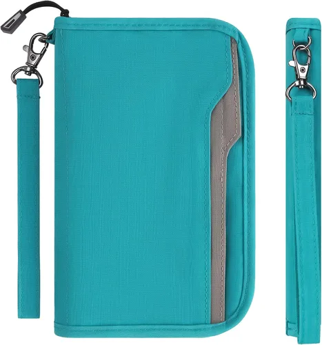 Vista 10 de Cartera de pasaporte familiar ZOPPEN RFID, porta pasaporte para mujeres/hombres, cartera de viaje con organizador de documentos y cierre, con correa