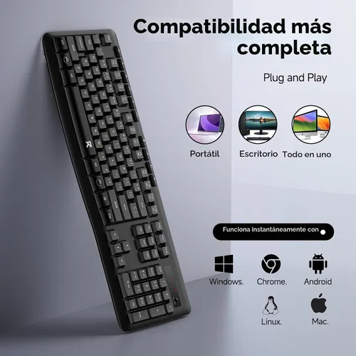 Vista 6 de Redragon - Teclado inalámbrico, teclado ergonómico inalámbrico de tamaño completo de 2.4G con 10 teclas multimedia individuales, resistente a