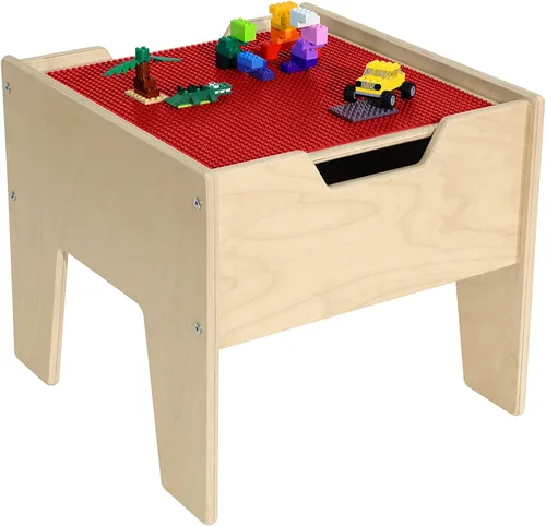 Vista 10 de Contender C991300-B - Mesa de actividades 2-N-1 con parte superior compatible con Lego azul para niños pequeños y preescolares