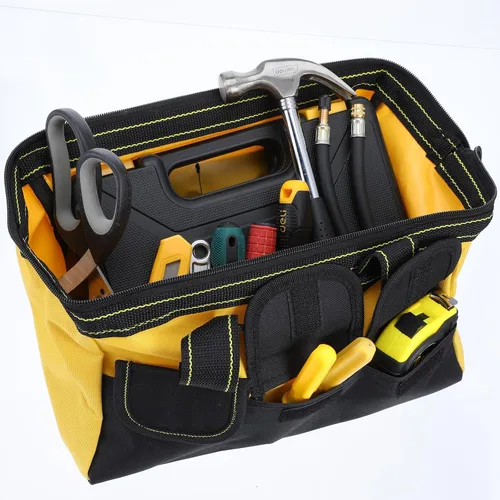 Vista 6 de Paquete de 3 bolsas de herramientas de 13 pulgadas, bolsa de herramientas de boca ancha con base impermeable, bolsa de almacenamiento