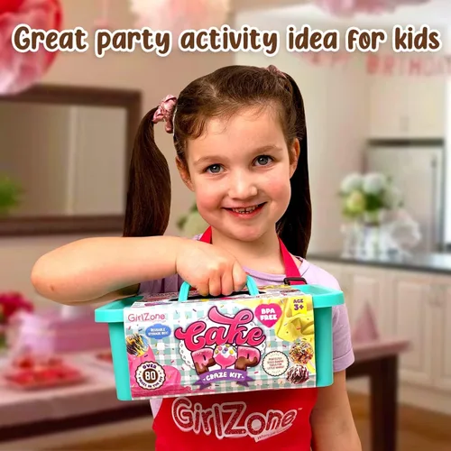 Vista 5 de GirlZone Kit de Cake Pop Craze, juego de hornear para niños de 10 a 12 años con molde para tartas, soporte, bolsas de regalo y bolígrafo decorativo