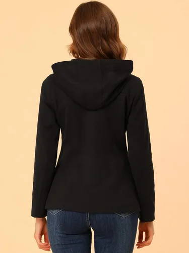 Vista 5 de Allegra K Abrigo casual de invierno con capucha para mujer