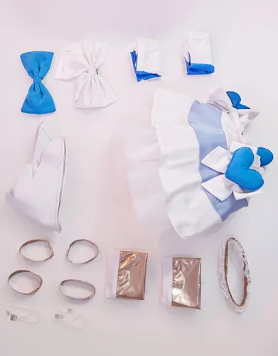 Vista 8 de Miccostumes Vestido de anime para mujer, disfraz de corazón azul con alas
