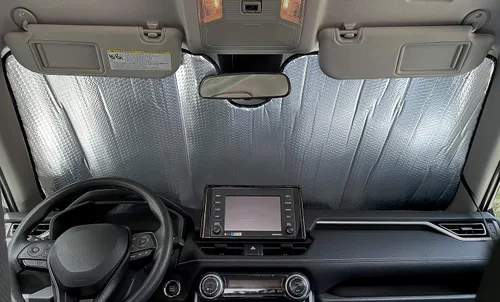 Vista 2 de Parasol para parabrisas delantero de ajuste personalizado para Chrysler Town Country Minivan 2008 2009 2010 2011 2012 2013 2014 2015 2016 2017 2018