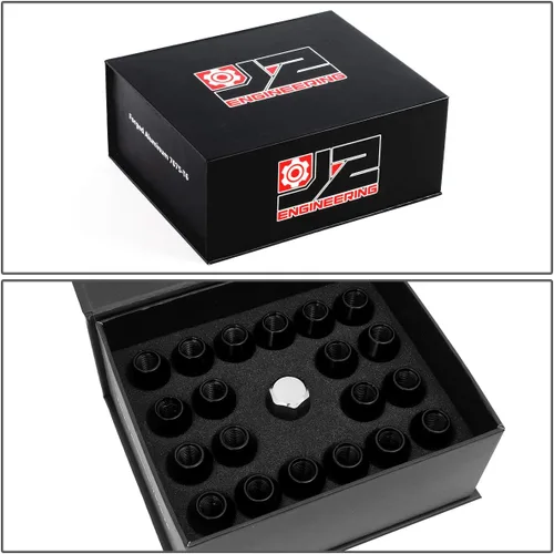 Vista 7 de J2 Engineering - 20 tuercas de aluminio M12 x 1.25 7075-T6 de 1.969 in con llave de enchufe (negro)