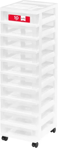 Vista 19 de IRIS USA 3-Drawer Rolling Storage Cart, Black/Pearl Negro/Perla