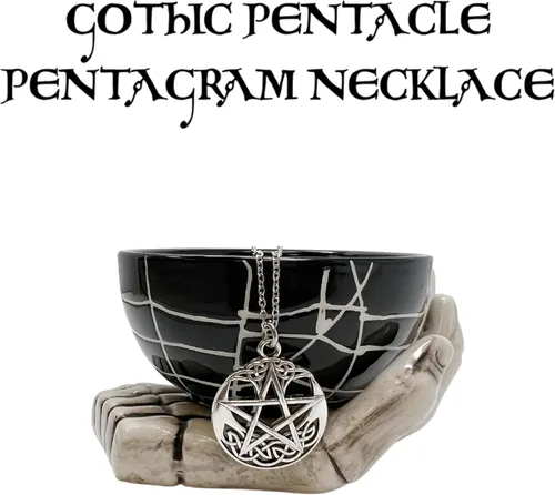 Vista 2 de Collar de estrella de protección celta, sanación mágica, amuleto de bruja pagana, pentagrama, pentagrama, joyería para mujer