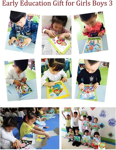 Vista 7 de WYNAKESHU 12 calcomanías de botón para dibujar mosaicos, kits de arte para niños, botón adhesivo, juguetes de clase de arte preescolar, regalo