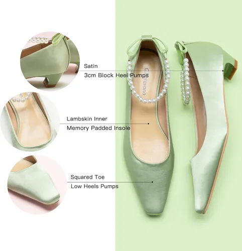 Vista 4 de C.Paravano Zapatos de tacón bajo para mujer Zapatos de vestir de tacón bajo Tacones bajos Tacones cuadrados para mujer Zapatos de cuero
