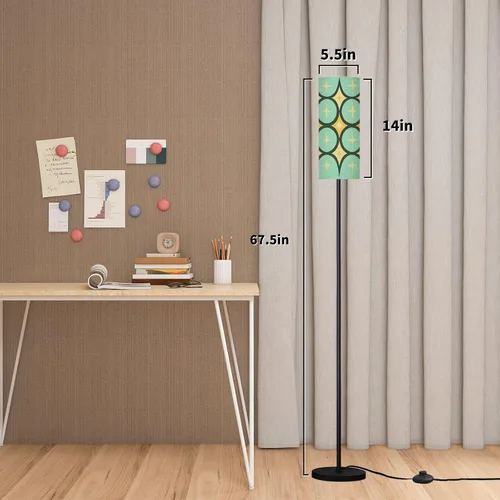 Vista 2 de Mid Century Modern Floor Lamps for Living Room Vintage 1950s Retro Atomic Geometric Standing Lamps with Linen Lampshade Tall Lamp Metal Pole Lamp