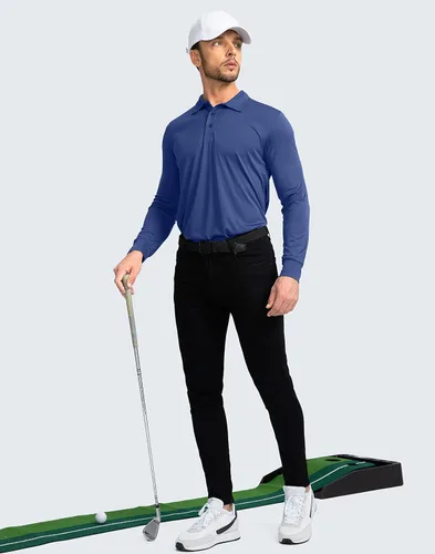 Vista 6 de Camisa polo de manga larga para hombre, ligera, protección solar UPF 50+, camisas geniales para hombres, trabajo, pesca, al aire libre