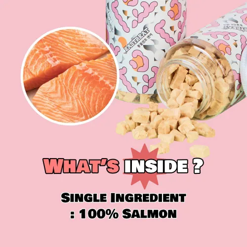 Vista 3 de Salmón liofilizado, golosinas para mascotas de un solo ingrediente