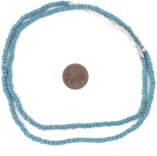 Vista 2 de TheBeadChest - Cuentas Heishi de cristal azul turquesa de 0.156 pulgadas, hebra de cuentas espaciadoras de Java indonesio de 24 pulgadas