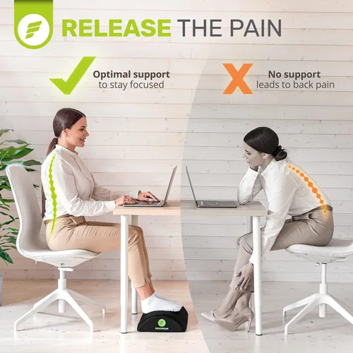 Vista 7 de ErgoFoam Reposapiés para debajo del escritorio en el trabajo - Reposapiés premium debajo del escritorio - Reposapiés de escritorio para dolor
