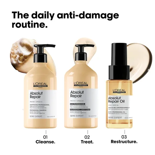 Vista 5 de L'Oreal Professionnel Paris Absolut Repair 10-in-1 Oil - Nourishing Multi-Benefit Hair Oil For Dry & Damaged Hair, Repairs Damage Repair & Provides