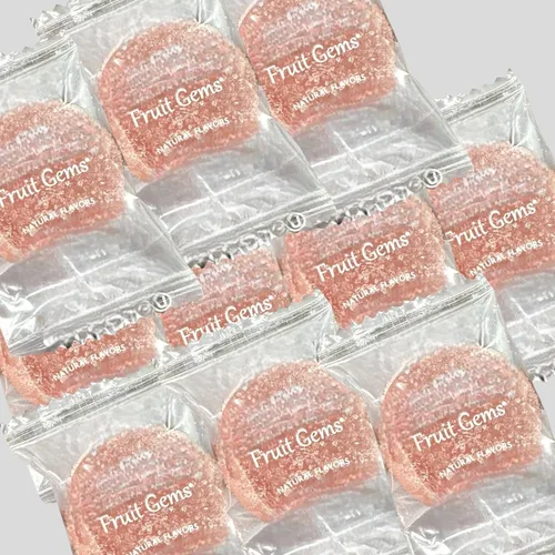 Vista 4 de Fruit Gems 1.5 Libras Klub Bulk Bocadillos Envueltos Individualmente - Sabores Surtidos Suave Espolvoreado con Azúcar - Dulces a Granel Hechos